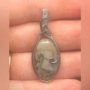 Wire Wrapped Picasso Jasper Pendant Necklace Handmade OOAK